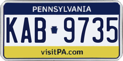 PA license plate KAB9735