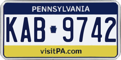 PA license plate KAB9742
