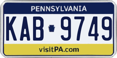 PA license plate KAB9749