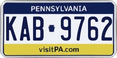 PA license plate KAB9762