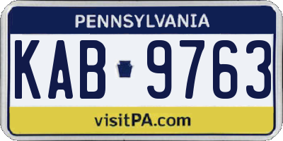PA license plate KAB9763