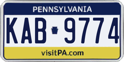 PA license plate KAB9774