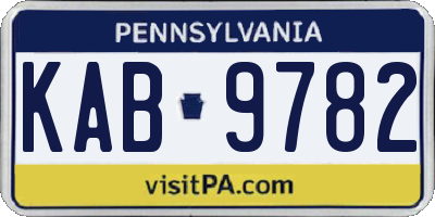 PA license plate KAB9782
