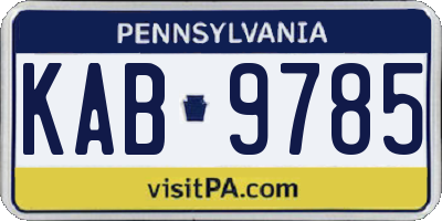 PA license plate KAB9785