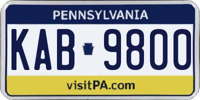 PA license plate KAB9800