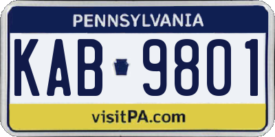 PA license plate KAB9801