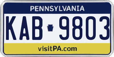 PA license plate KAB9803