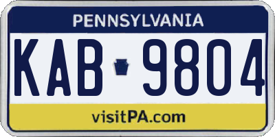 PA license plate KAB9804