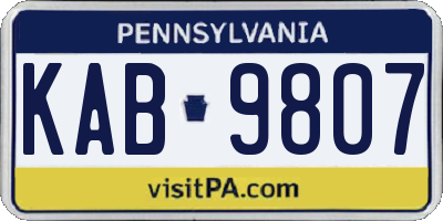 PA license plate KAB9807
