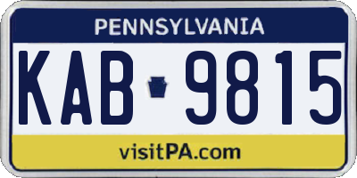 PA license plate KAB9815