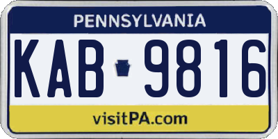 PA license plate KAB9816