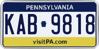 PA license plate KAB9818