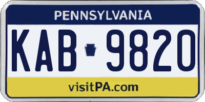 PA license plate KAB9820
