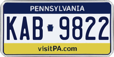 PA license plate KAB9822