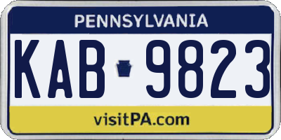 PA license plate KAB9823