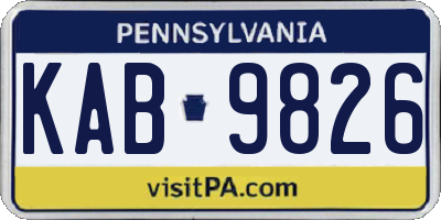 PA license plate KAB9826