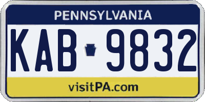 PA license plate KAB9832