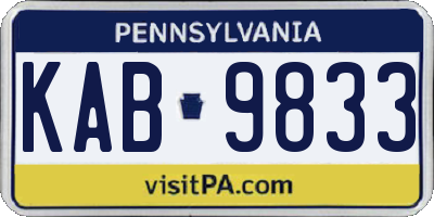 PA license plate KAB9833