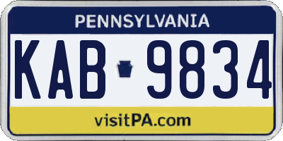 PA license plate KAB9834