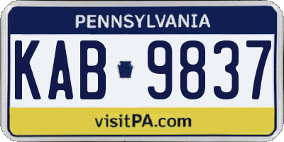 PA license plate KAB9837