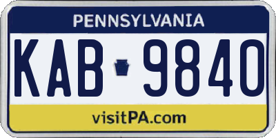 PA license plate KAB9840