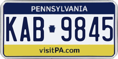 PA license plate KAB9845