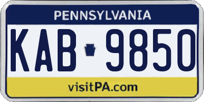 PA license plate KAB9850