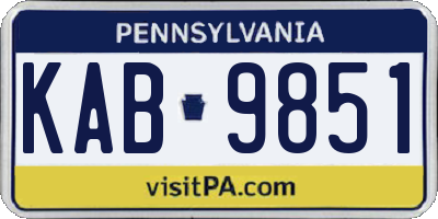 PA license plate KAB9851