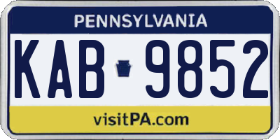 PA license plate KAB9852