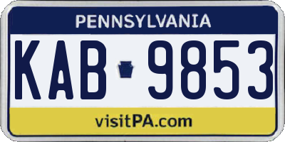PA license plate KAB9853