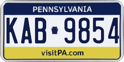 PA license plate KAB9854