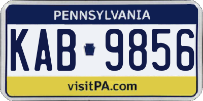 PA license plate KAB9856