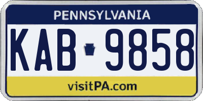 PA license plate KAB9858