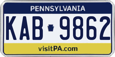 PA license plate KAB9862