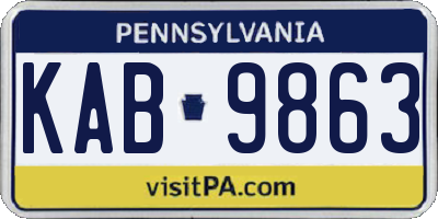 PA license plate KAB9863