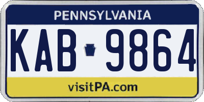 PA license plate KAB9864