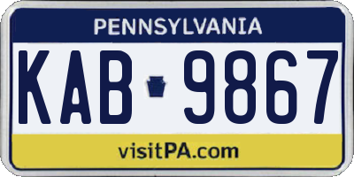 PA license plate KAB9867