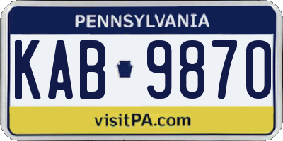 PA license plate KAB9870
