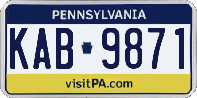 PA license plate KAB9871