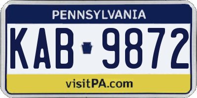 PA license plate KAB9872