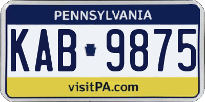 PA license plate KAB9875