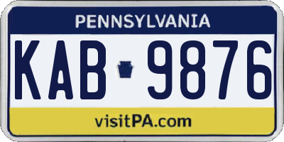 PA license plate KAB9876