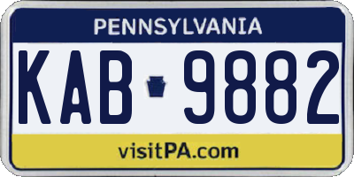 PA license plate KAB9882