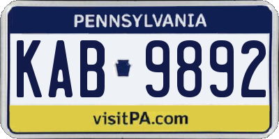 PA license plate KAB9892