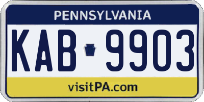 PA license plate KAB9903