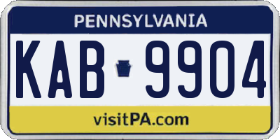 PA license plate KAB9904