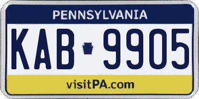 PA license plate KAB9905