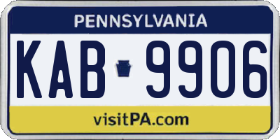 PA license plate KAB9906