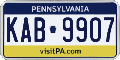 PA license plate KAB9907