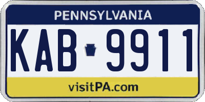 PA license plate KAB9911